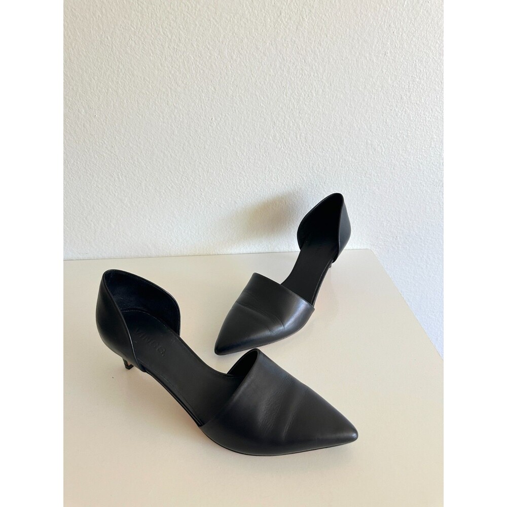 Vince Aurelian D'Orsay Heel Slip On Leather Black Career Workwear Women's 7.5